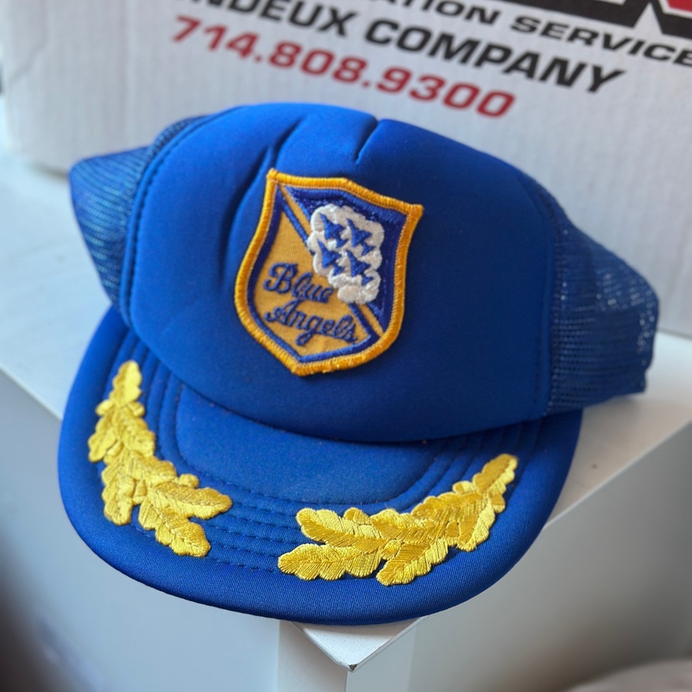 Vintage 90s Blue Angels and Yellow Embroidered Cap Air Force